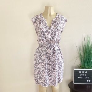 LOFT | Pink And Blue Floral Pocket Button Up Dress Sz LP